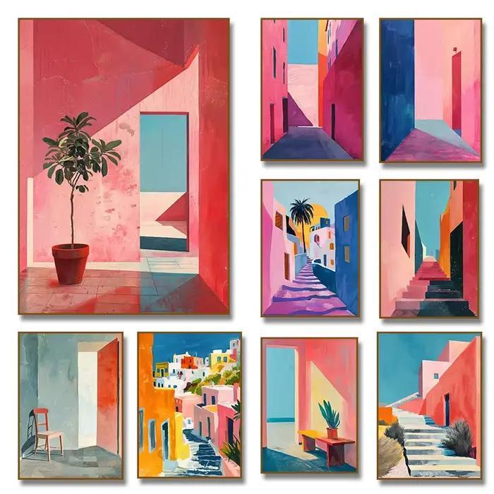 Toile d'architecture de grèce contemporaine