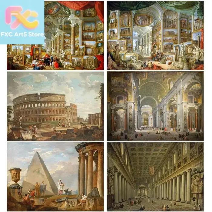 Peinture à l'huile sans cadre du Panthéon de la Rome antique