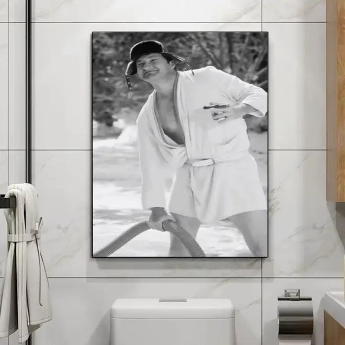 Toile d'art mural drôle pour salle de bains