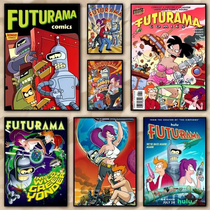 Dessin animé Futuramas peinture calligraphie HD toile affiche salon chambre bar décoration esthétique