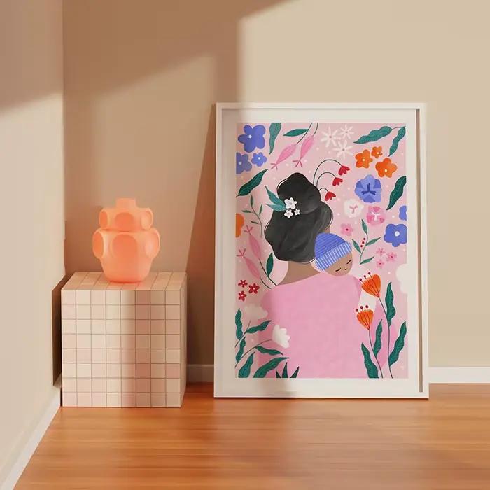 Affiche et peinture sur toile imprimée pour maman et bébé