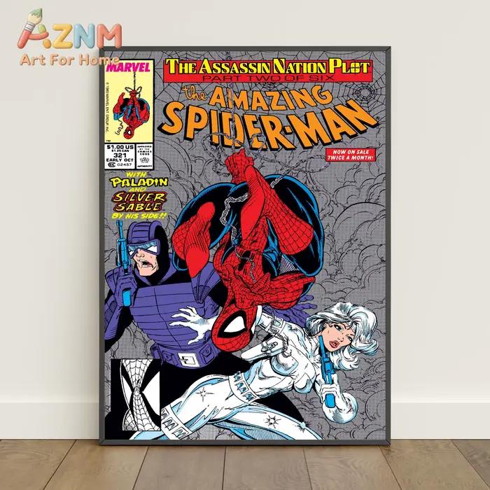 Affiche de couvertures de bandes dessinées Spiderman _ Art mural Peter Parker _ Impression sur toile du film