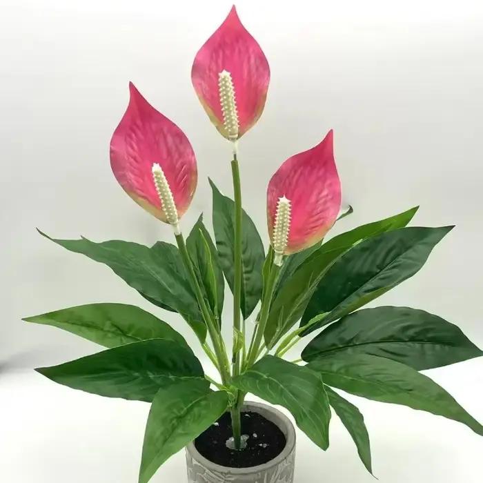 Plantes vertes artificielles en pot d'anthurium, ornements de bureau, décoration de maison, décoration de lieu de mariage, fausses fleurs