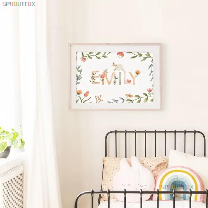 Toile de peinture avec nom pour pépinière