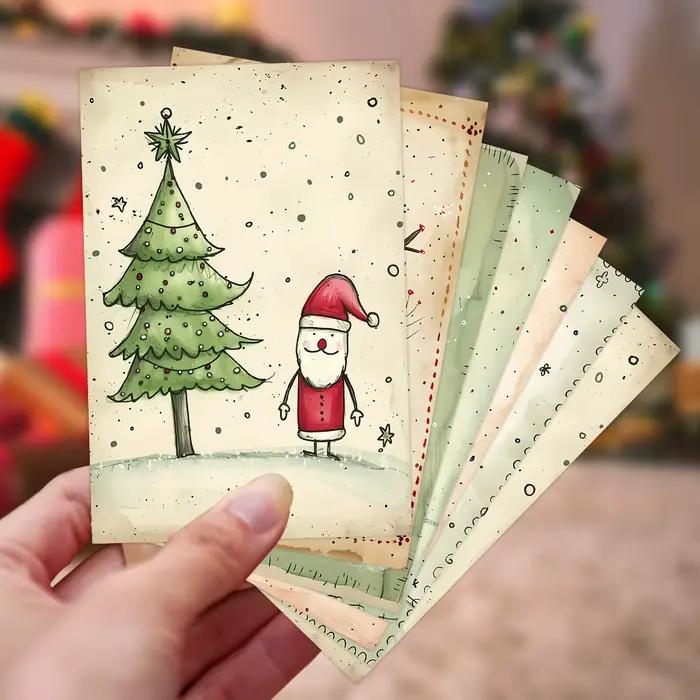Cartes postales de décoration de noël avec autocollants