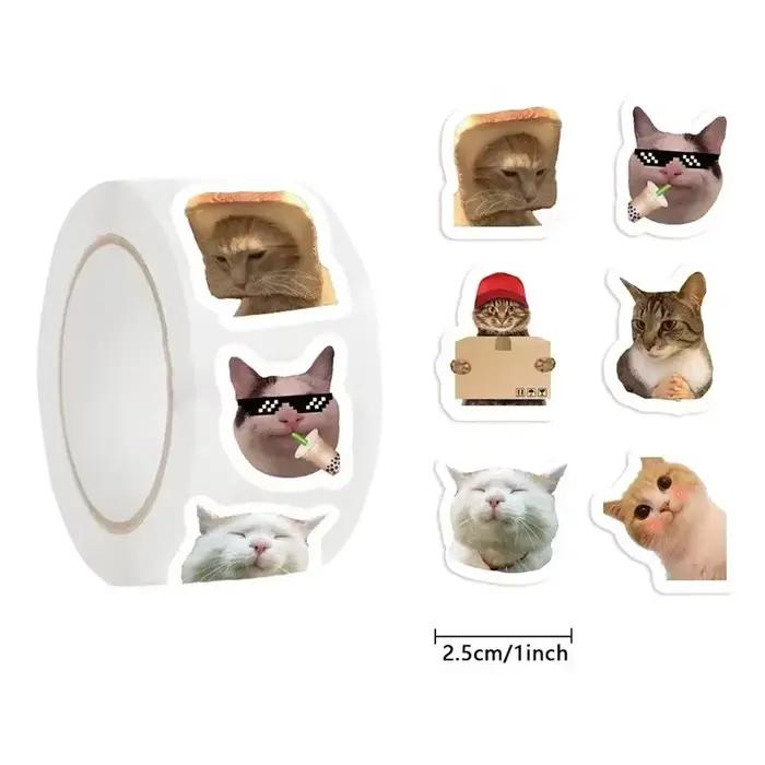 Étiquettes autocollantes en papier chat fou Kawaii