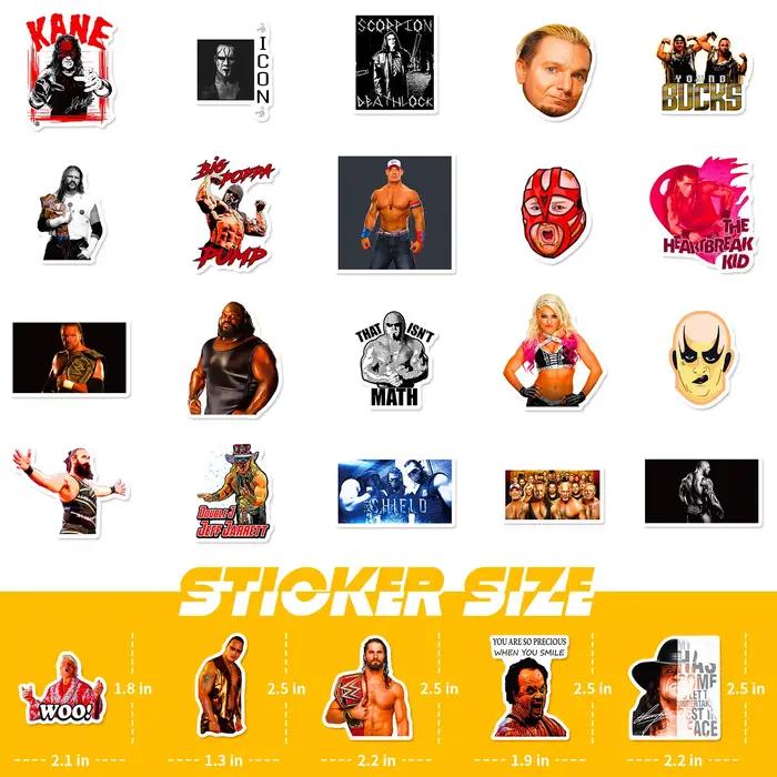 10/50 PIÈCES Lutte Graffiti Autocollants Lutte Dessin Animé WWE Autocollants Drôle Combat Autocollants Bagages Ordinateur Portable Guitare Voiture Vélo Planche À Roulettes
