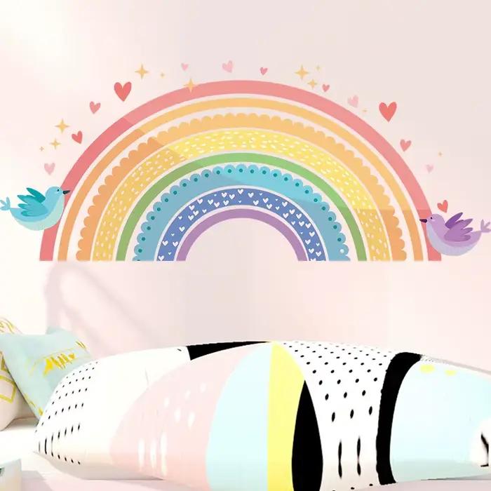 Autocollants muraux colorés en forme d'oiseau arc-en-ciel pour chambre d'enfant