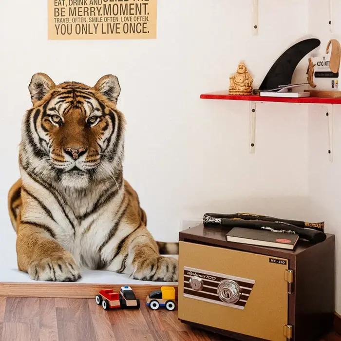 Tigre Animal peintures murales papier peint autocollant enfants chambre décoration salon décor à la maison amovible décovative pépinière décalcomanie Art
