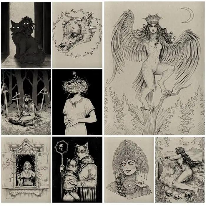 Toile d'art mural Vintage loup loup-garou pour garçon et fille