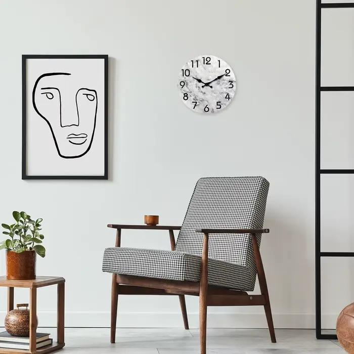 Moderne motif de peinture à l'huile de marbre gris et noir horloge murale en bois salon chambre cuisine décoration de