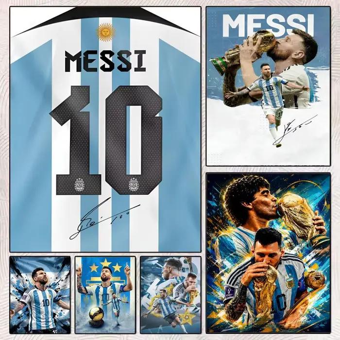 Peinture sur toile de calligraphie de la star du football Lionel Messi