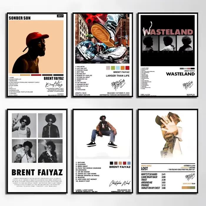 B-Brent F-Faiyaz Affiche HD autocollante