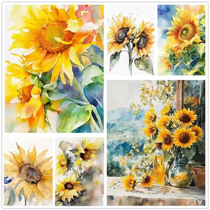 Peinture œuvre Nature affiche toile huile imprime mur salon décor à la maison tournesol