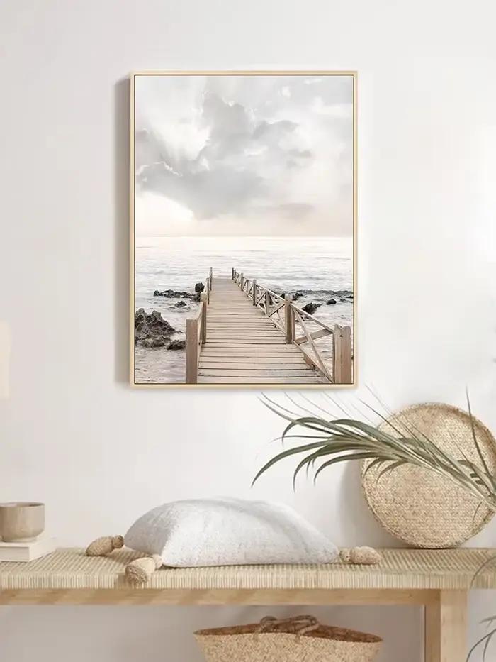 Peinture sur toile de pont de lac de mer