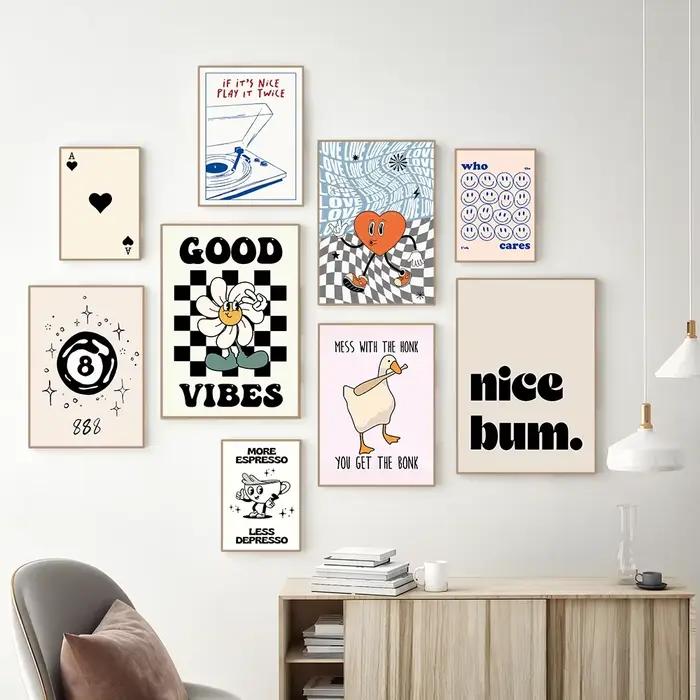 Affiches en toile imprimées de dessin animé rose