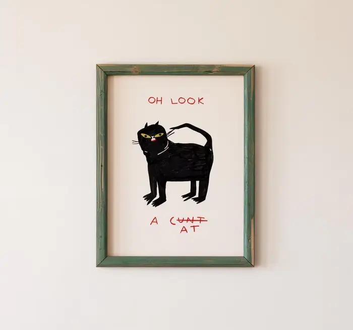 " Décor mural imprimé chat noir ludique et fantaisiste-affiche d'art humoristique et luxueuse pour accent de salon
