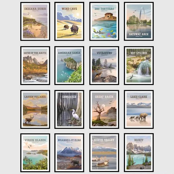 Affiches murales des parcs nationaux du monde