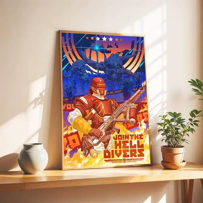 Affiche murale vintage Game H-Helldivers