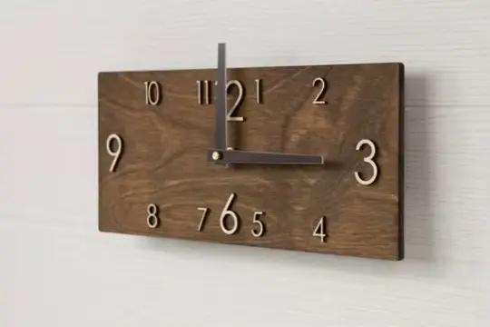 Rétro créatif rectangulaire en bois horloge murale maison salon bureau décoration montre