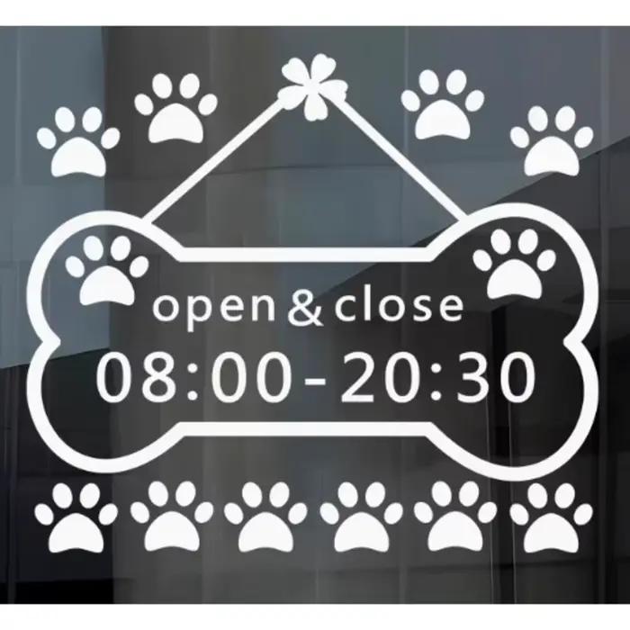 Belle Cust bienvenue personnalisé heure d'affaires ouvrir fermer les heures autocollant jouet animalerie fenêtre porte