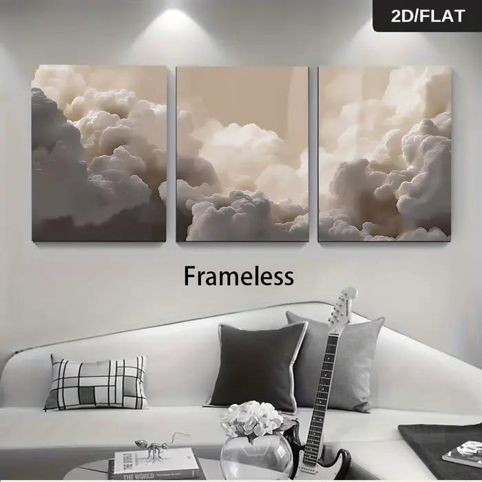 1 ensemble de tableaux décoratifs nuages et brumes style Instagram, modernes et simples, pour mur de fond de canapé de salon, chambre triple, salle à manger
