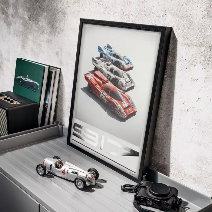 Affiche de course F1 rétro des années 80, voiture de vitesse GTR 911 Mans Hursport Formula Wall Art Mural, maison, bureau, chambre de conducteur, affiches en toile
