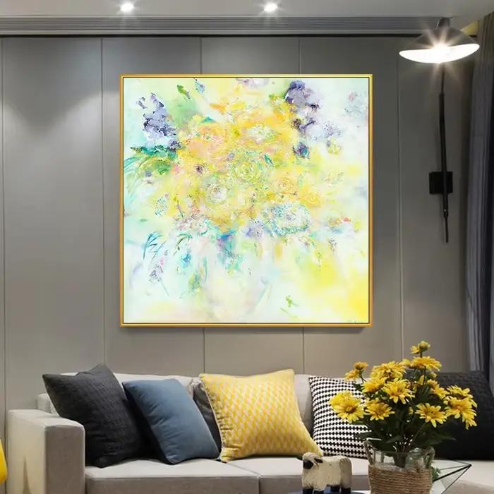 Peinture à l'huile florale abstraite peinte à la main