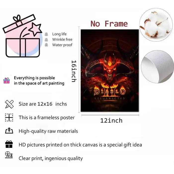 Affiche sur toile de calligraphie de jeu RPG D-Diablo 4
