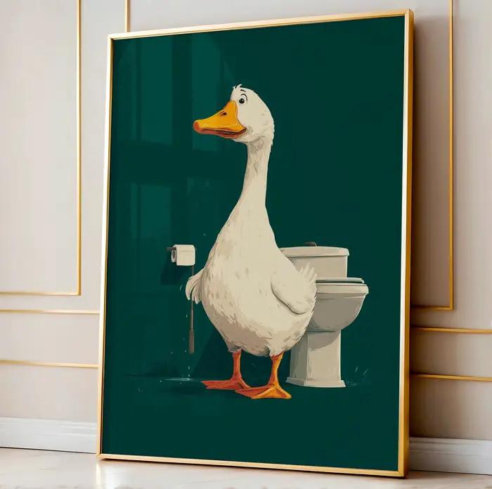 Affiches d'art en forme d'oie de dessin animé mignon