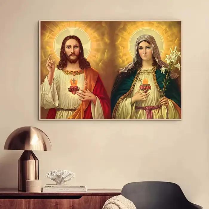 Affiche de peinture sur toile de la série religieuse de Jésus et de la Vierge Marie