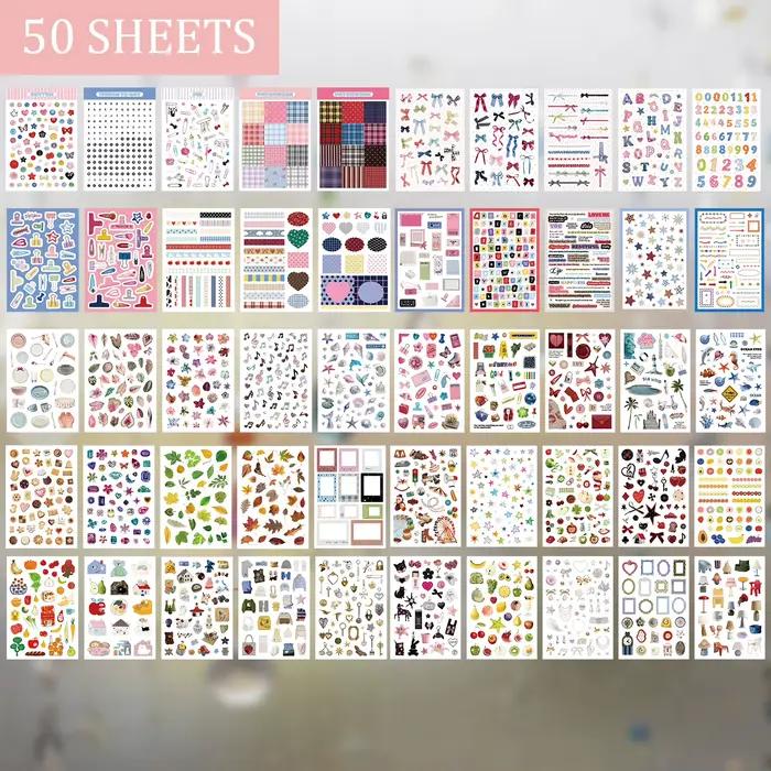 50 feuilles d'autocollants vintage et esthétiques