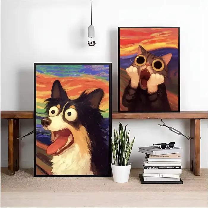 Tableau d'art mural sur toile avec animaux amusants