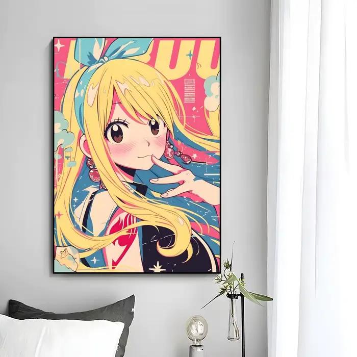 Affiche murale avec personnage joyeux Lucy Heartfilia, impression artistique, peinture murale décorative, décoration de la maison, cadeau sans cadre