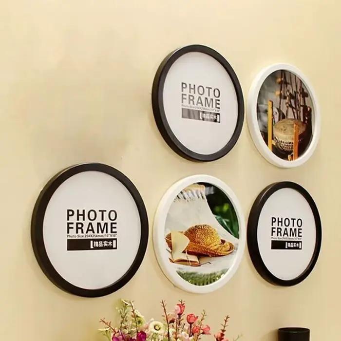 Cadres photo ronds en bois, support mural, cercle, bricolage, cadeau créatif