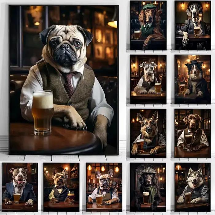 Affiche de chien mignon dans le pub