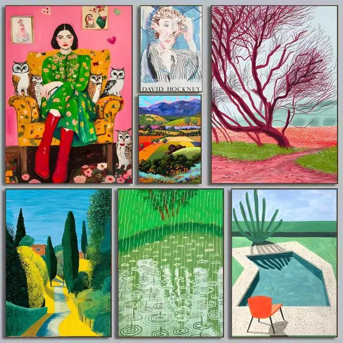 D-david Art Hockney – affiche autocollante en papier imperméable