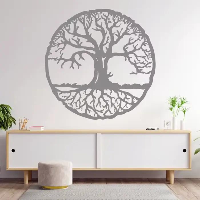 Grand autocollant mural arbre de vie rond