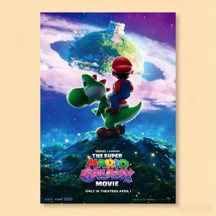 Mario Bros Galaxy Movie Frameless Decorative Painting Cartoon Printing Room Decoration Poster Canvas Mural Holiday Gift