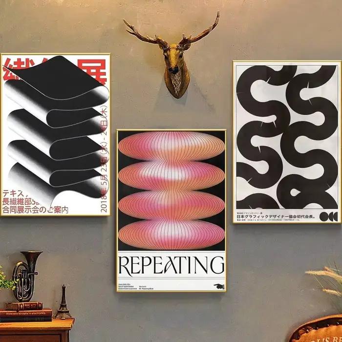 Affiche d'art abstraite vintage japonaise « Open Your Mind » avec impressions pour la décoration de la maison