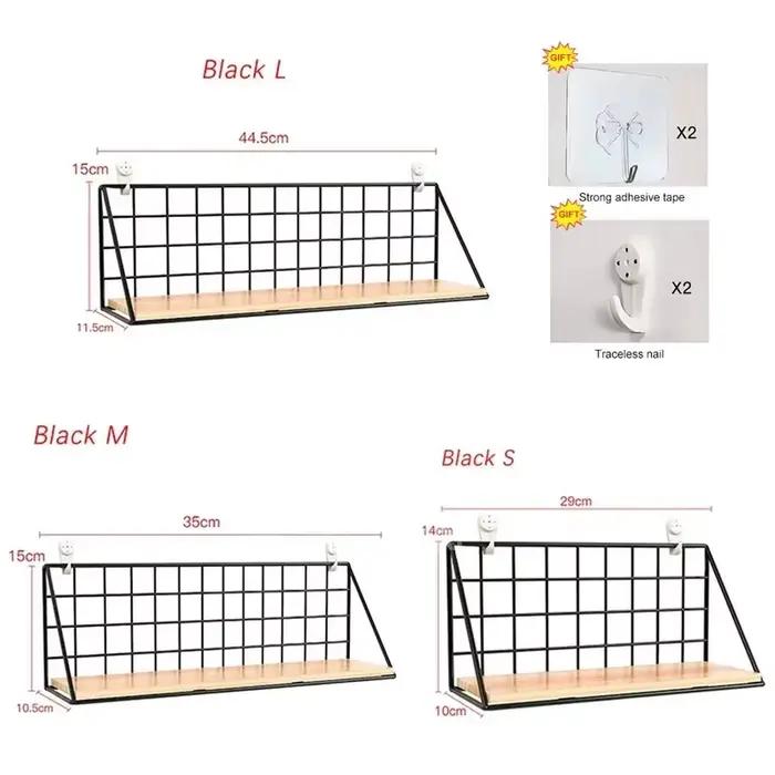 Étagères murales en bois sans perçage - Étagère de rangement suspendue et support décoratif pour le salon