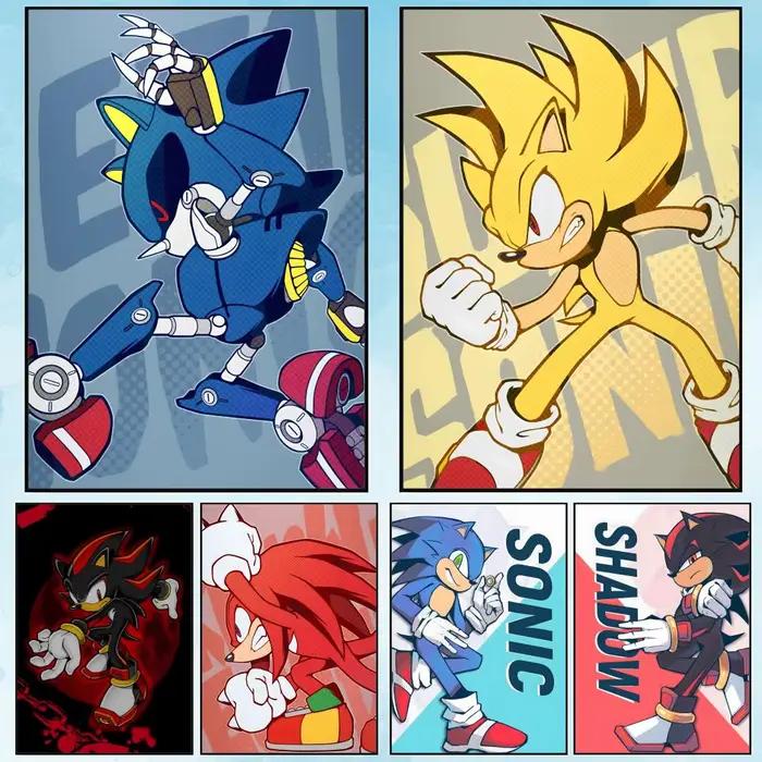 Affiche sur toile de calligraphie de personnages d'anime s-sonic: sans plis