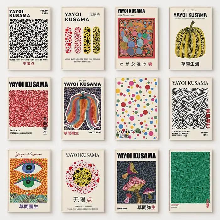 Toile de peinture abstraite Yayoi Kusama citrouille