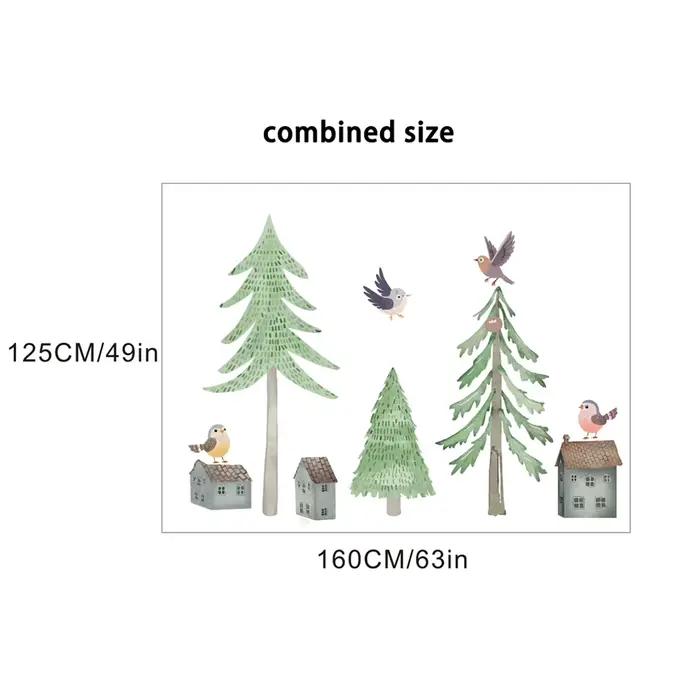 Grands autocollants muraux d'arbre de forêt fraîche