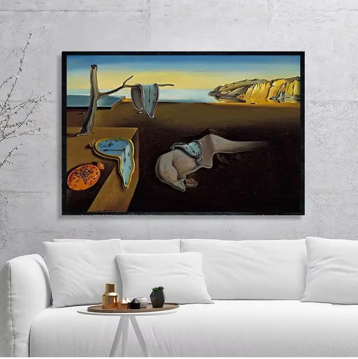 Affiche de peinture sur toile surréaliste de Salvador Dali, la persistance des horloges de mémoire, art mural, décoration de salon et de maison
