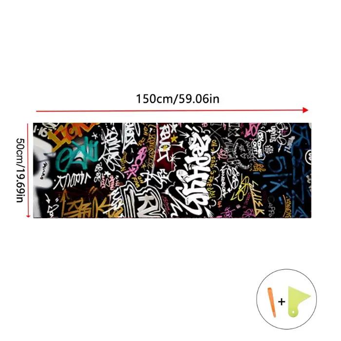 Autocollants auto-adhésifs à motif Graffiti noir et blanc