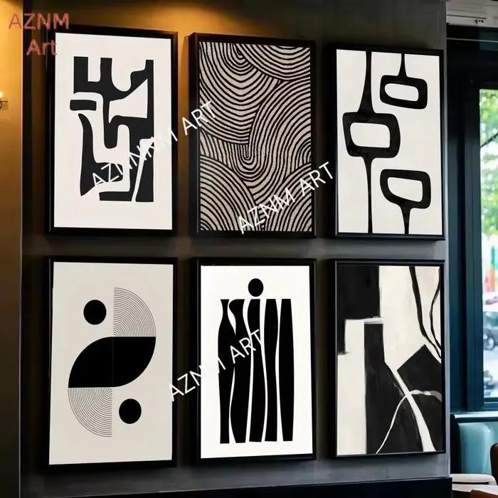Affiche d'exposition de modernisme noir et blanc pour salon