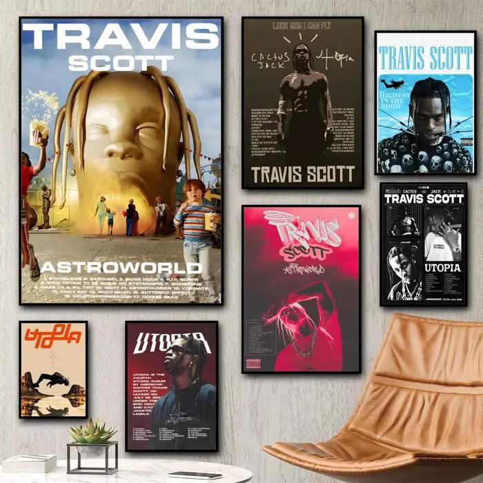Travis Scott Rodeo Astroworld Album de musique peinture calligraphie HD toile affiche salon chambre bar décoration esthétique