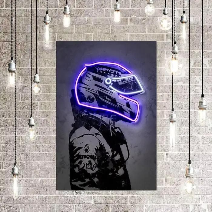 Racing Inboulon Poster Abstrait Neon Helmet Print Canvas Painting