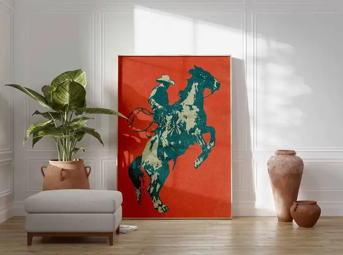 Affiche Cowboy, Art Mural Western